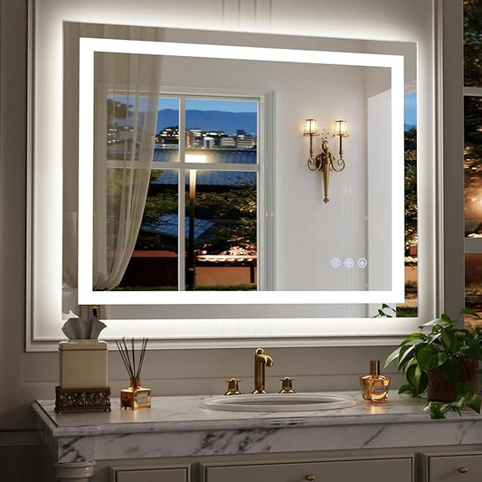 LED Bathroom Mirror, Backlit + Front Lit, 3 Color Modes, Memory Function by Unknown