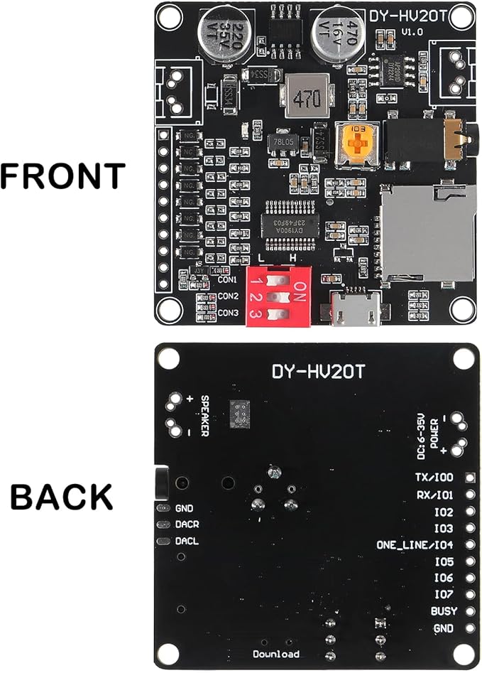 AITIAO 2PCS 20W Voice Playback Module MP3 Music Player DC 6-35V 12V/24V Sound - Image 2