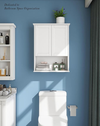 Bathroom Cabinet Wall Mount Buffering Hinge, Large Space Wooden Medicine Cabinet - Image 3