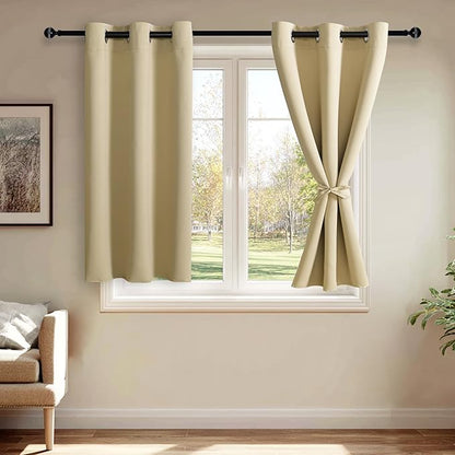 JIUZHEN Light Beige Blackout Curtains by JIUZHEN