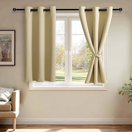 JIUZHEN Light Beige Blackout Curtains by JIUZHEN