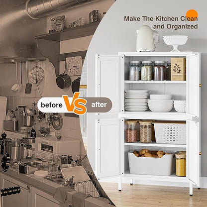 Yizosh Metal Pantry Cabinet, Tall Kitchen Pantry Storage Cabinet - Image 7
