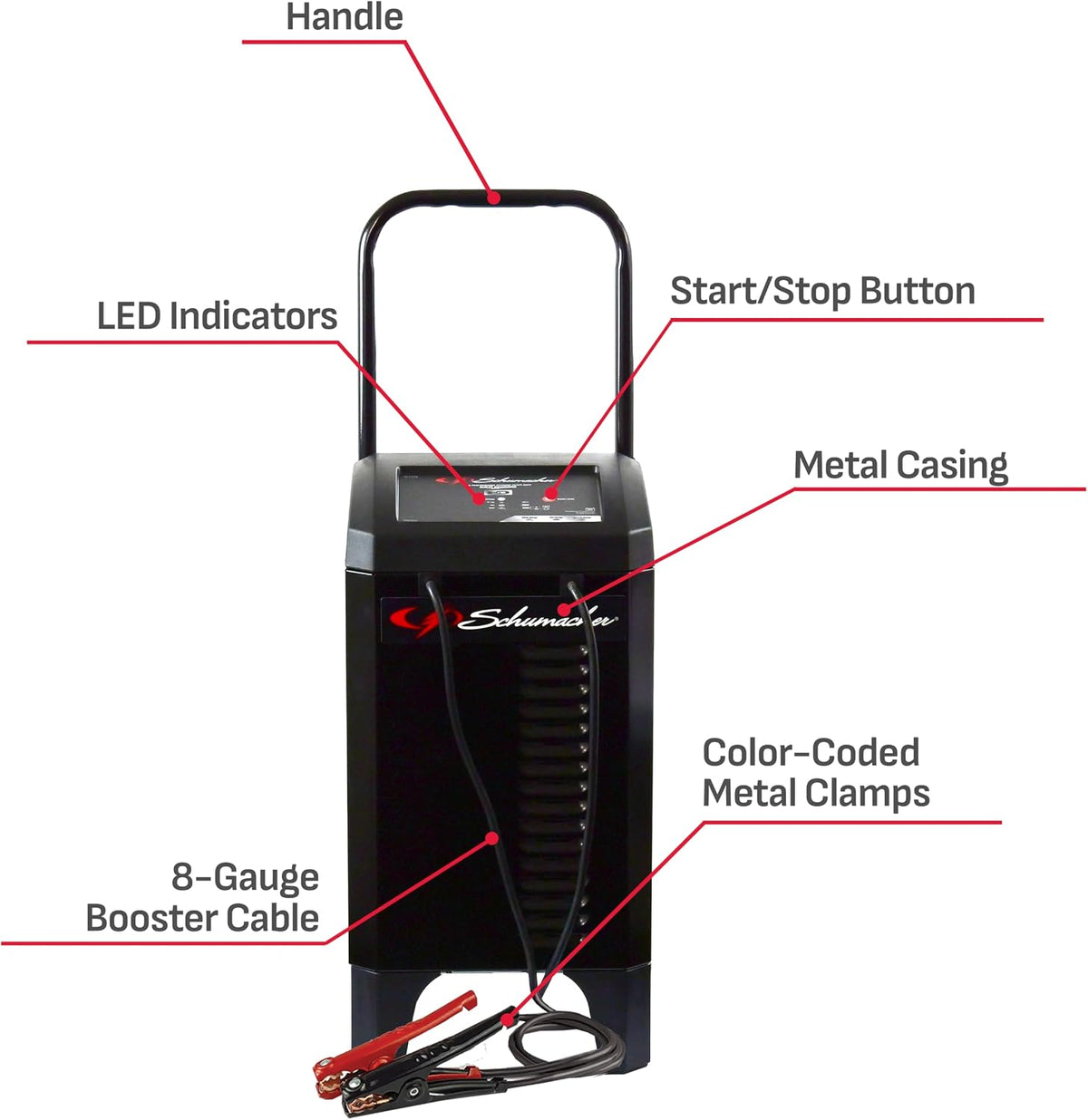 Schumacher Electric Wheeled Automatic 6A Car Battery Charger and 200A Engine ...
