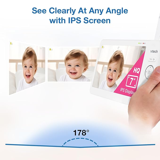 VTech 7" Baby Monitor with IPS Screen, Pan Tilt Zoom Camera, No WiFi Video Baby - Image 4
