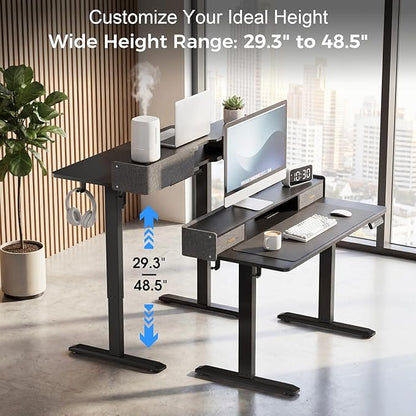 Electric Standing Desk with Drawers, 55 Inch Height Adjustable Desk with Power - Image 3
