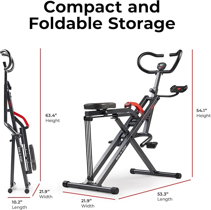 Sunny Health & Fitness Smart Heavy Duty Row-N-Ride, Squat Assist Trainer - Image 6