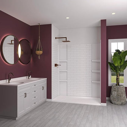 White Acrylic Shower Wall Surround 36"x 60"x 80" - Image 2