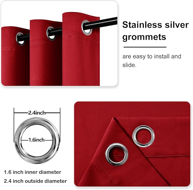DWCN Red Christmas Curtains for Living Room, Short Blackout Drapes for Small - Image 3