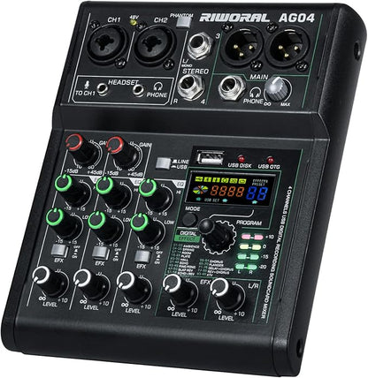 4 Channel Audio Mixer With Effects 88 Dsp Mixer Mixing Board Usb Interface by RiworalAudio