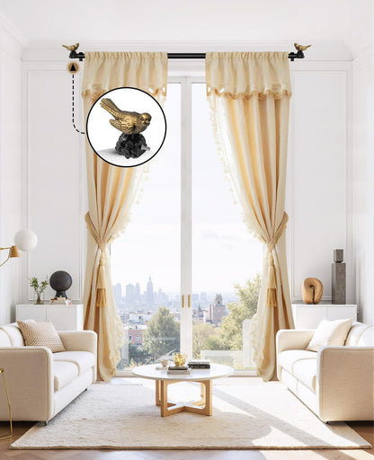 1 or 7/8 Inch Bird-Shaped Decorative Finials for Curtain Rods,Curtain Rod Ends Metal Curtain Rod Finials Ends Easy to Install Set of 2 Rod End (Gold)