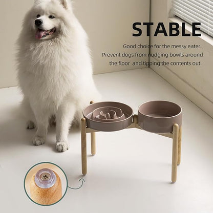 3.2 Cup Ceramic Raised Slow Feeder Dog Bowl Set, Elevated 8.2inch Bowl and - Image 6