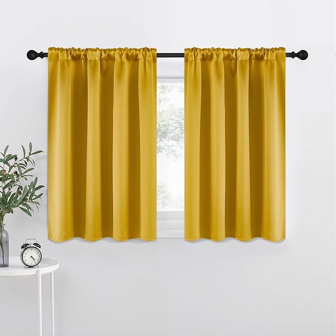 NICETOWN Gold Blackout Cafe Faux Silk Curtains by NICETOWN
