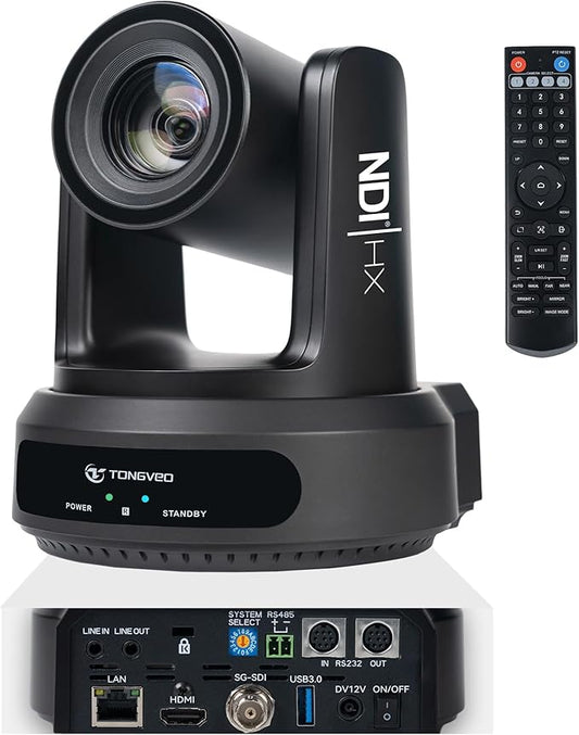 TONGVEO NDI AI Auto-Tracking IP PTZ Camera SDI/HDMI/USB3.0/LAN PoE 30X Optical by TONGVEO