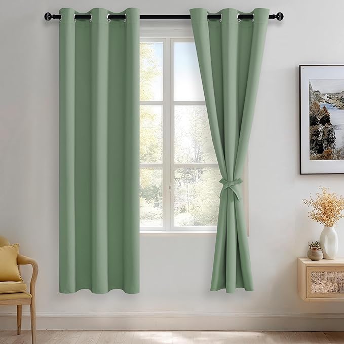 JIUZHEN Light Sage Blackout Curtains by JIUZHEN