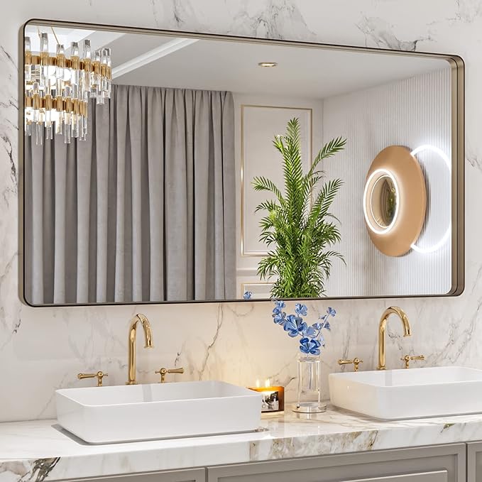 LOAAO 55”X30” Bronze Bathroom Mirrors - Image 8