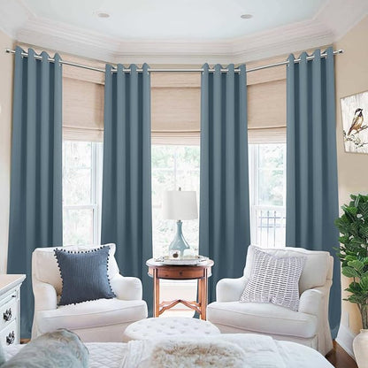 KOUFALL Slate Blue Window Treatments Curtains - Image 2