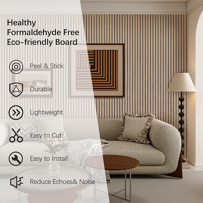 ARMURO Acoustic Wood Wall Panels, 94.5" Extra-Long Easy Peel & Stick Panels - Image 6