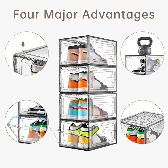 12 Pack Shoe Boxes Shoes Organizer, Shoe Storage Organizer Boxes - Image 3