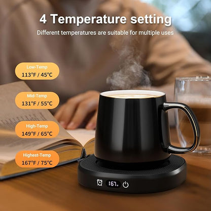 Coffee Mug Warmer & Simple Pure Black Mug Set, Electric Cup Warmer - Image 5