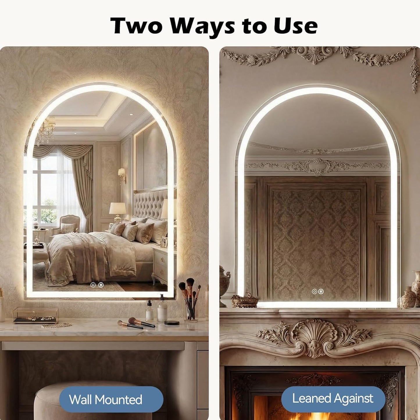 Simple Deluxe 24x32 inch Arched Mirror for Bathroom Vanity Mirror or Wall Decor, Arch Mirror Brushed Metal Frame, Wall Mounted Mirror for Bathroom LivingRoom Bedroom Entryway(24''×32'')