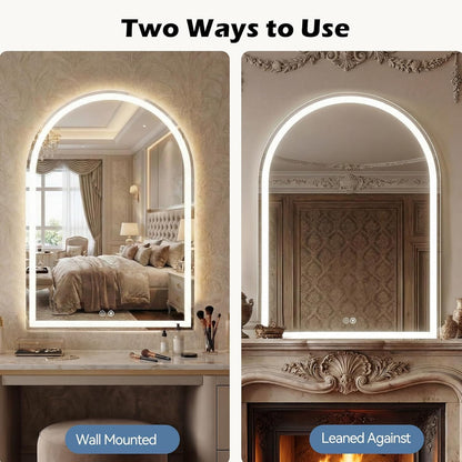 Simple Deluxe 24x32 inch Arched Mirror for Bathroom Vanity Mirror or Wall Decor, Arch Mirror Brushed Metal Frame, Wall Mounted Mirror for Bathroom LivingRoom Bedroom Entryway(24''×32'')