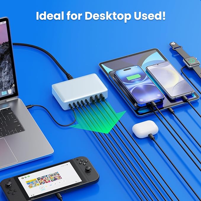 USB C Charger 300W USB C Charger Block 8-Ports GaN IV Fast Charging Station - Image 6