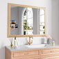 Amorho Bathroom Mirror for Wall, 40X32 Inch Oak Wood Grain Metal Framed Mirror by Amorho