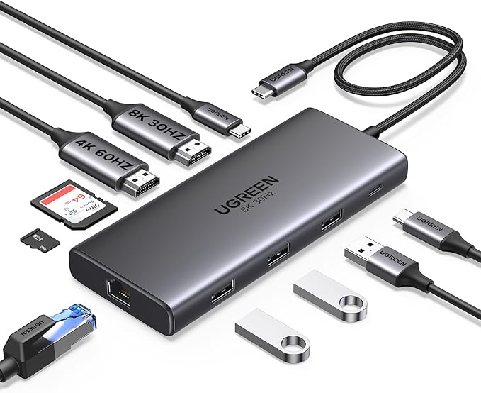 UGREEN Docking Station 10 in 1 Revodok Pro 210 USB C Dock Dual HDMI 4K@60Hz by UGREEN