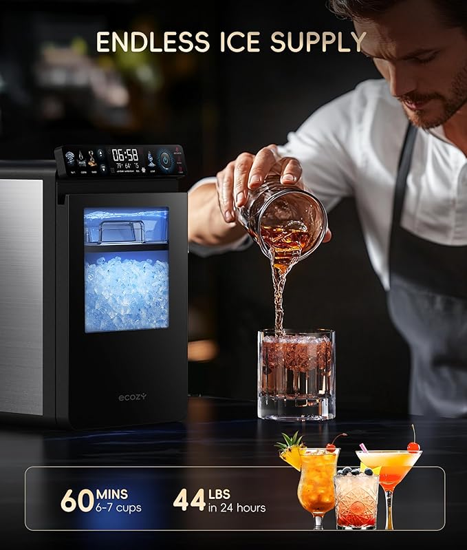ecozy Smart Nugget Ice Maker Countertop, First Full-Color Smart Panel Ice - Image 6