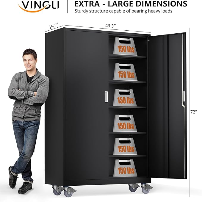 VINGLI Large Metal Storage Cabinet - Image 3