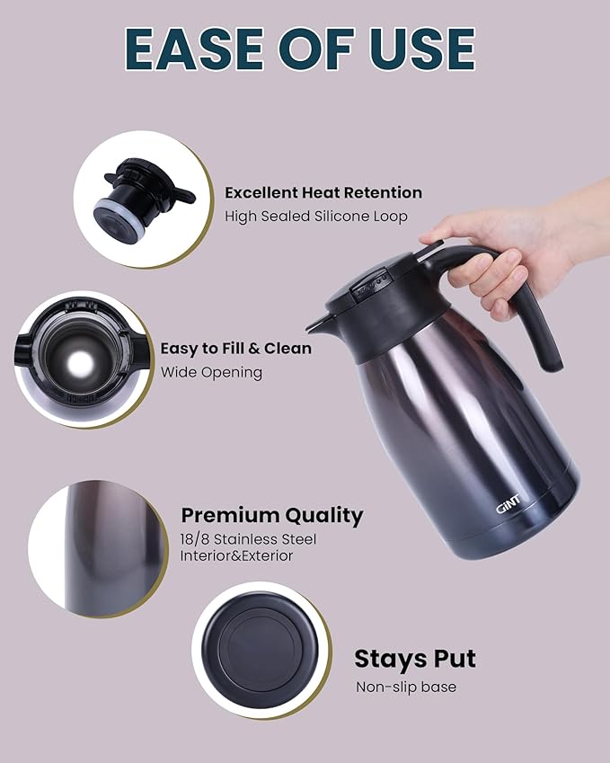 GiNT 51Oz Stainless Steel Thermal Coffee Carafe - Image 3