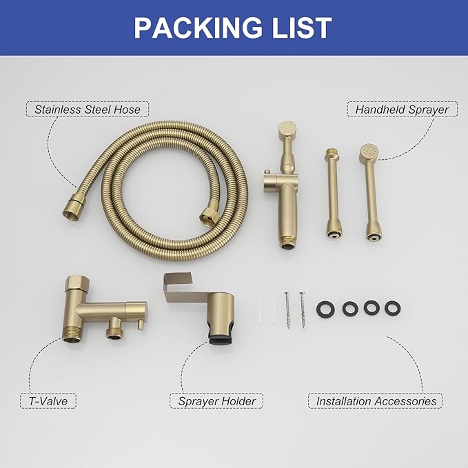 Bidet Sprayer for Toilet Brushed Gold Bidet Attachment for Toilet - Image 5
