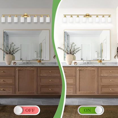 Guliaofo 8-Light Vanity Lights, Brushed Gold Bathroom Light Fixture - Image 5