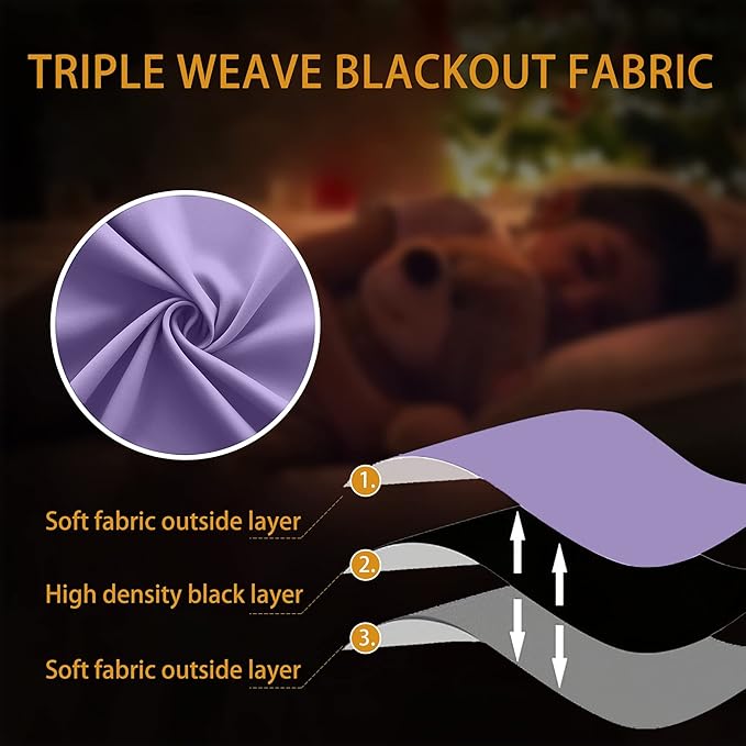 KOUFALL Lavender Curtains for Bedroom Girls 2 Panels Set Blackout Light - Image 7