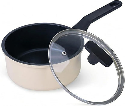 Nonstick Sauce Pan with Lid, 1.5QT small pot, PFOA Free, Kitchen Pots Induction by Cookingmorerejoicingmore