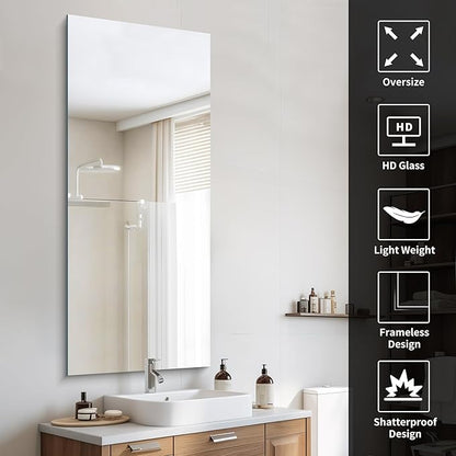 CILIBER Frameless Mirror, 24x60 Inch Large Bathroom Mirrors - Image 6
