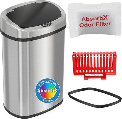 iTouchless 50 Liter / 13 Gallon Stainless Steel Kitchen Trash Can by iTouchless