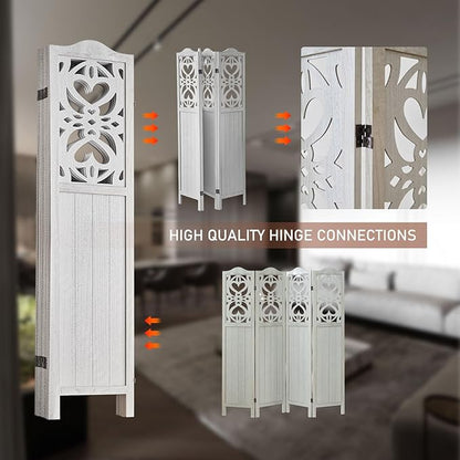 ALeesing 4 Panel Room Divider Fully Assembled, Carved Room Dividers and Folding - Image 8