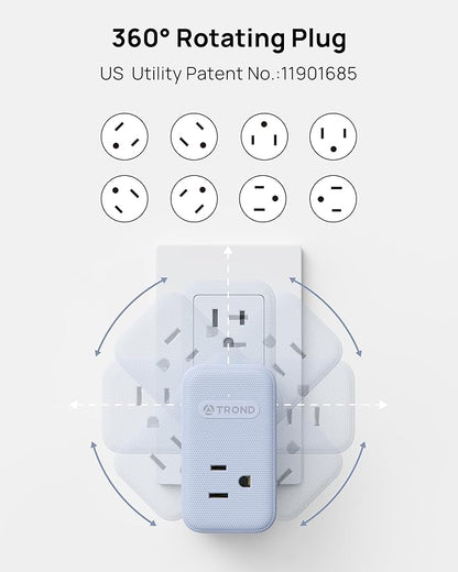 TROND Outlet Extender with 360 Rotating Plug, 3 Way Plug Splitter with PD 20W - Image 3