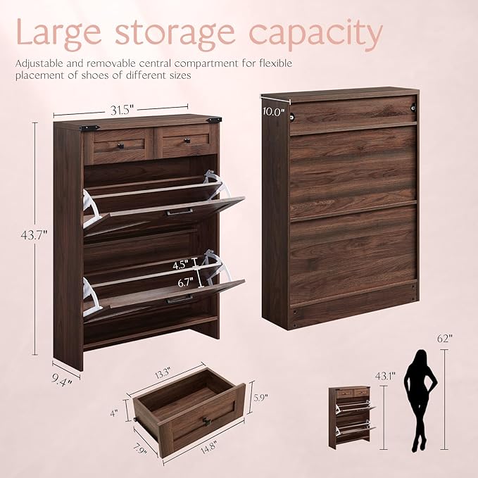 Shoe Storage Cabinet, Farmhouse Shoe Organizer - Image 2
