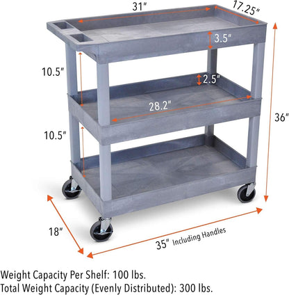 tubstr 3-tier rolling utility cart with wheels |, package contents
