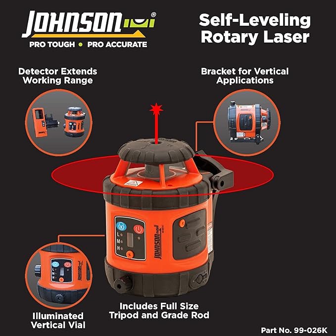 Johnson Level & Tool 99-026K Self-Leveling Horizontal Rotary Laser System w/ - Image 3