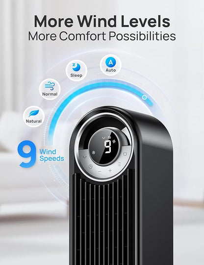 Dreo Tower Fan for Bedroom, Upgraded DC 9 Speeds 25dB Ultra-Quiet Floor Fan - Image 4