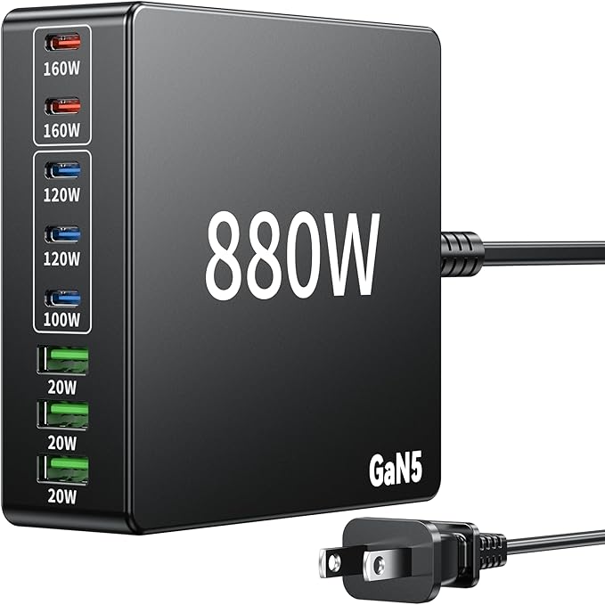 880W USB C Charger Block Charging Station 8 Port Fast Chager 140W PD PPS AVS by Unknown