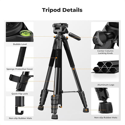 K&F CONCEPT Camera Tripod, Cellphone Clip - Image 9