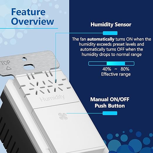 LIDER No Neutral Wire Required Humidity Sensor Switch, Automatic Humidity - Image 4