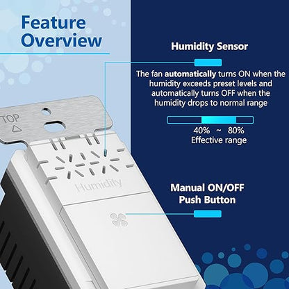 LIDER No Neutral Wire Required Humidity Sensor Switch, Automatic Humidity - Image 4