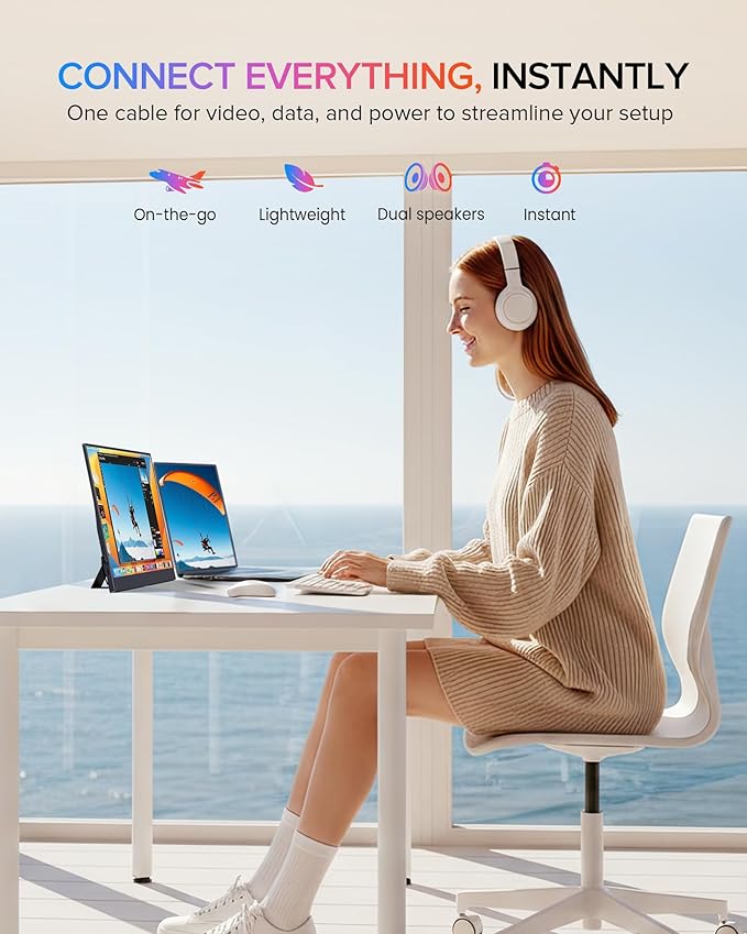 EVICIV Portable Monitor 15.6", 125% sRGB 1080P Laptop Monitor, 350 Nits - Image 5