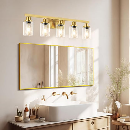 DIKAIDA 5 Light Gold Bathroom Vanity Light, Bathroom Light Fixtures - Image 6