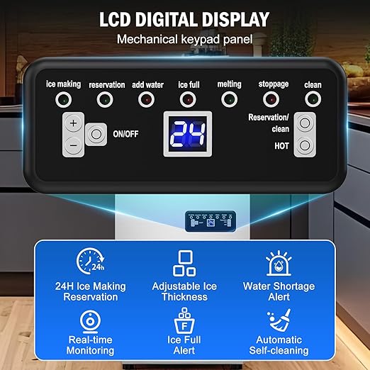 Commercial Ice Maker Machine 130 Lbs/24H, 20 Lbs Ice Bin, Undercounter Ice - Image 3